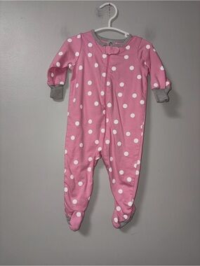 Gerber Pink & White Polka Dot Footie Zip Sleeper Girls 3-6M